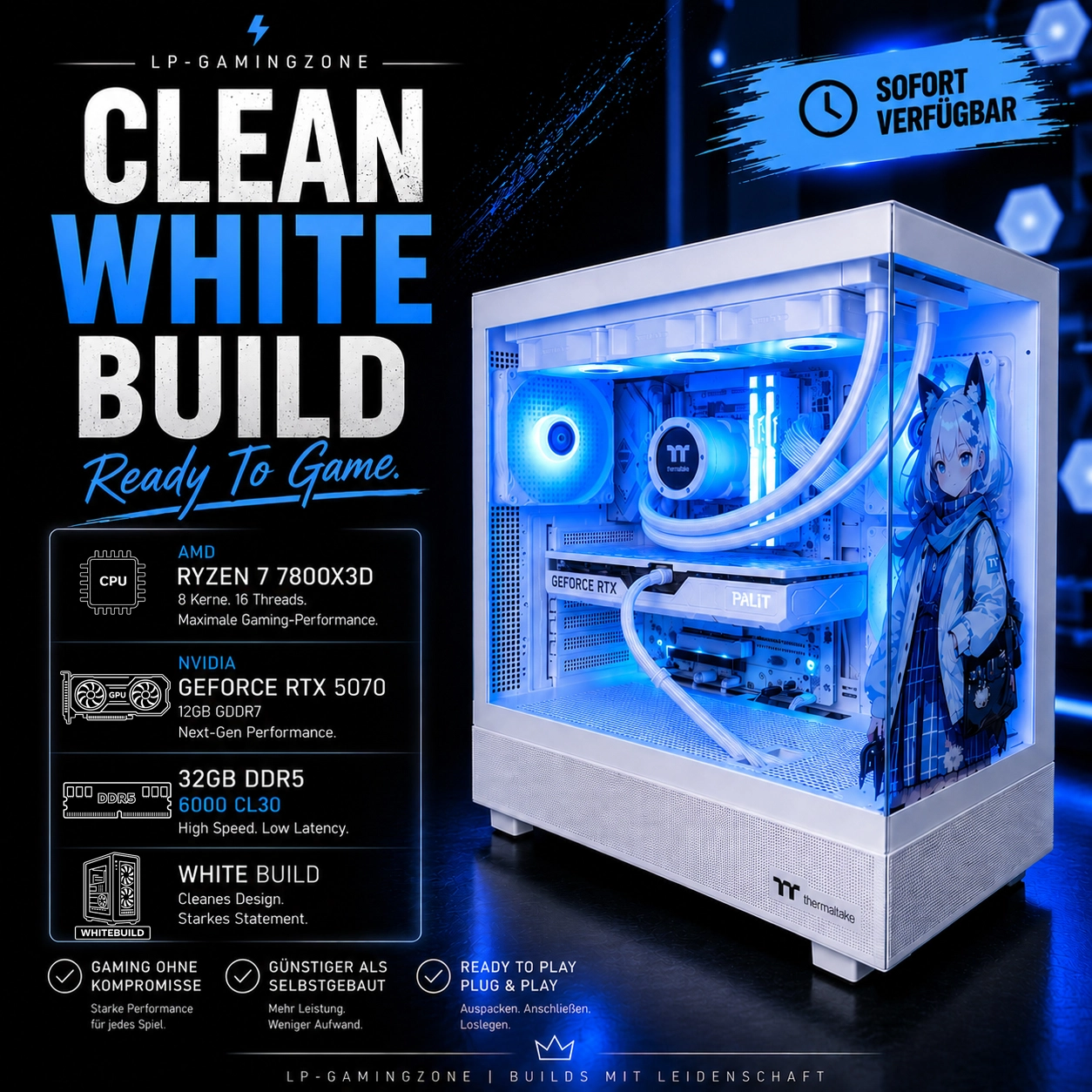 Gaming PC Ryzen 7 7800X3D + RTX 5070 | Thermaltake Sonderedition